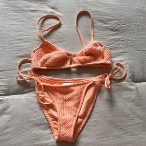 Textured Orange Bikini Set